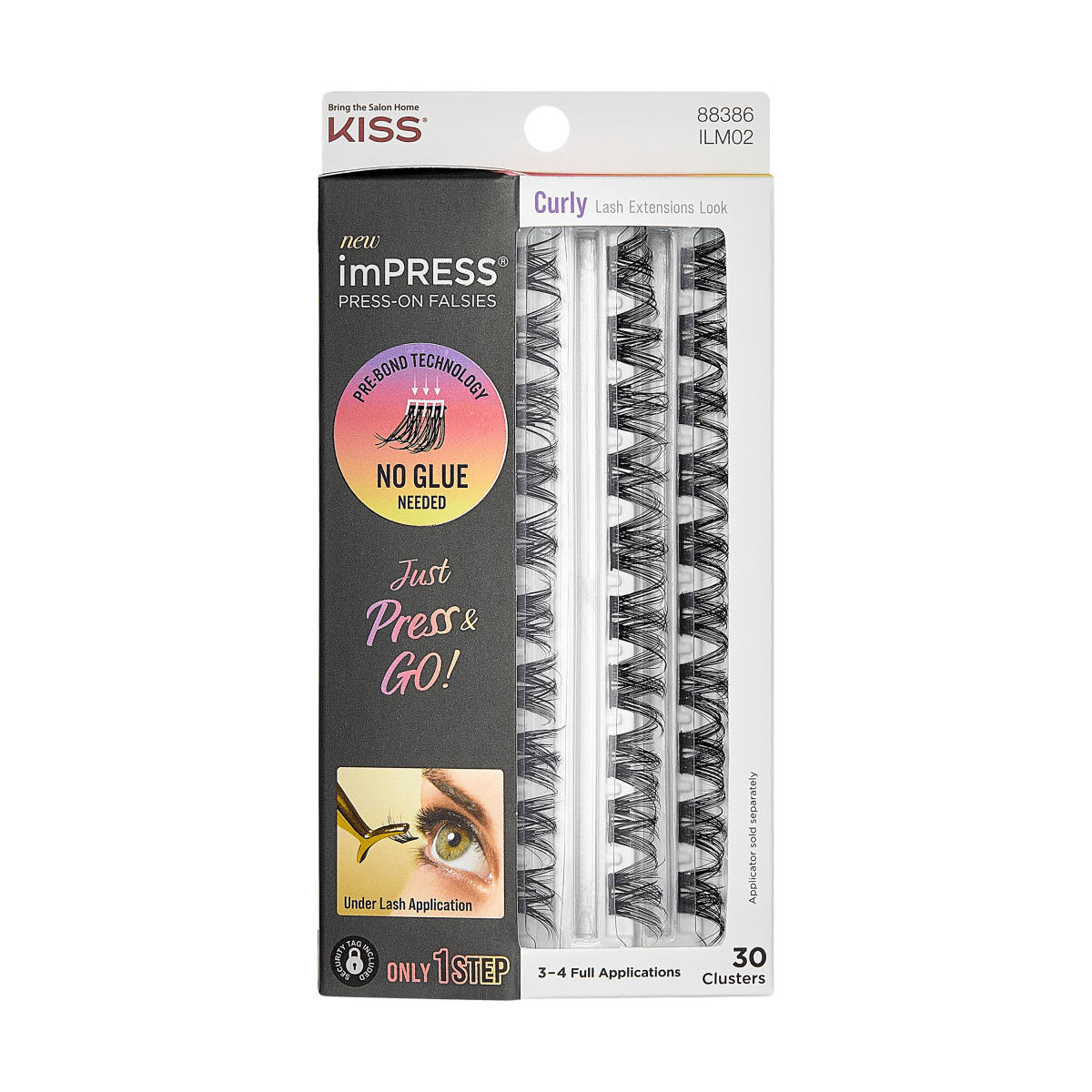 imPRESS Falsies Self Adhesive Eyelashes Refills 30 Clusters - Curly