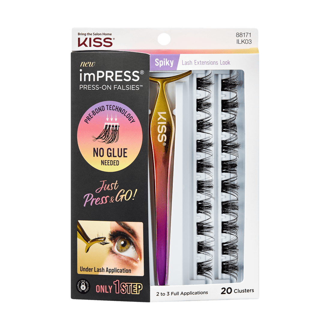 imPRESS Falsies Self Adhesive Eyelashes, 20 Lash Clusters - Spiky