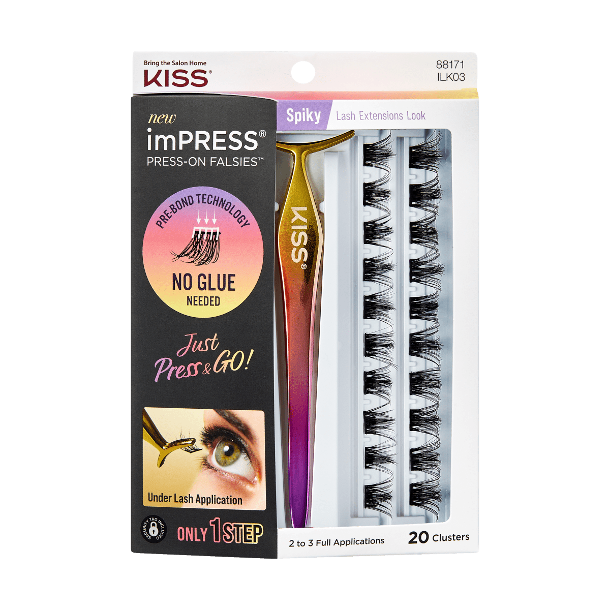 imPRESS Falsies Self Adhesive Eyelashes, 20 Lash Clusters - Spiky