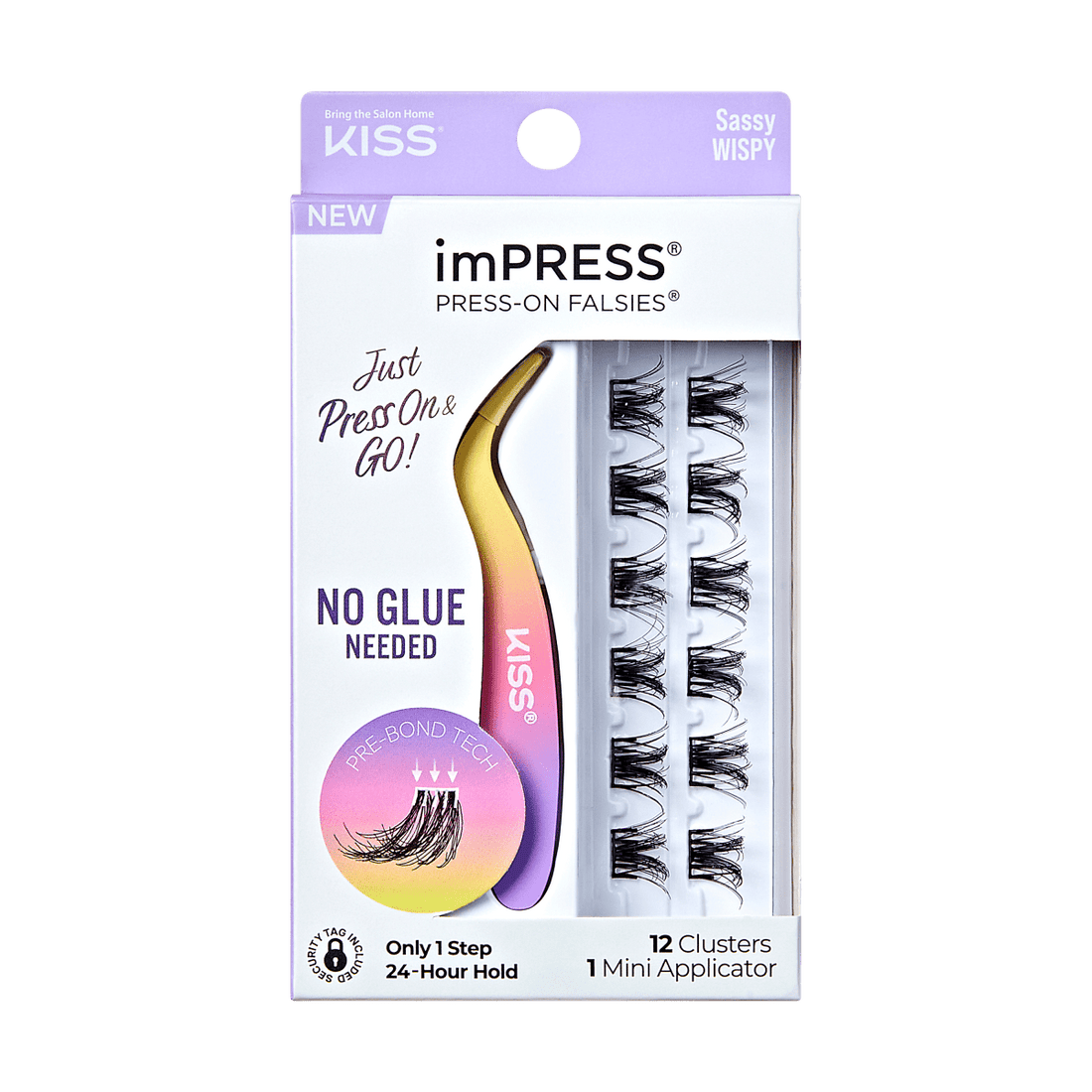 imPRESS Falsies Self Adhesive Eyelashes, 12 Lash Clusters + Applicator - Sassy