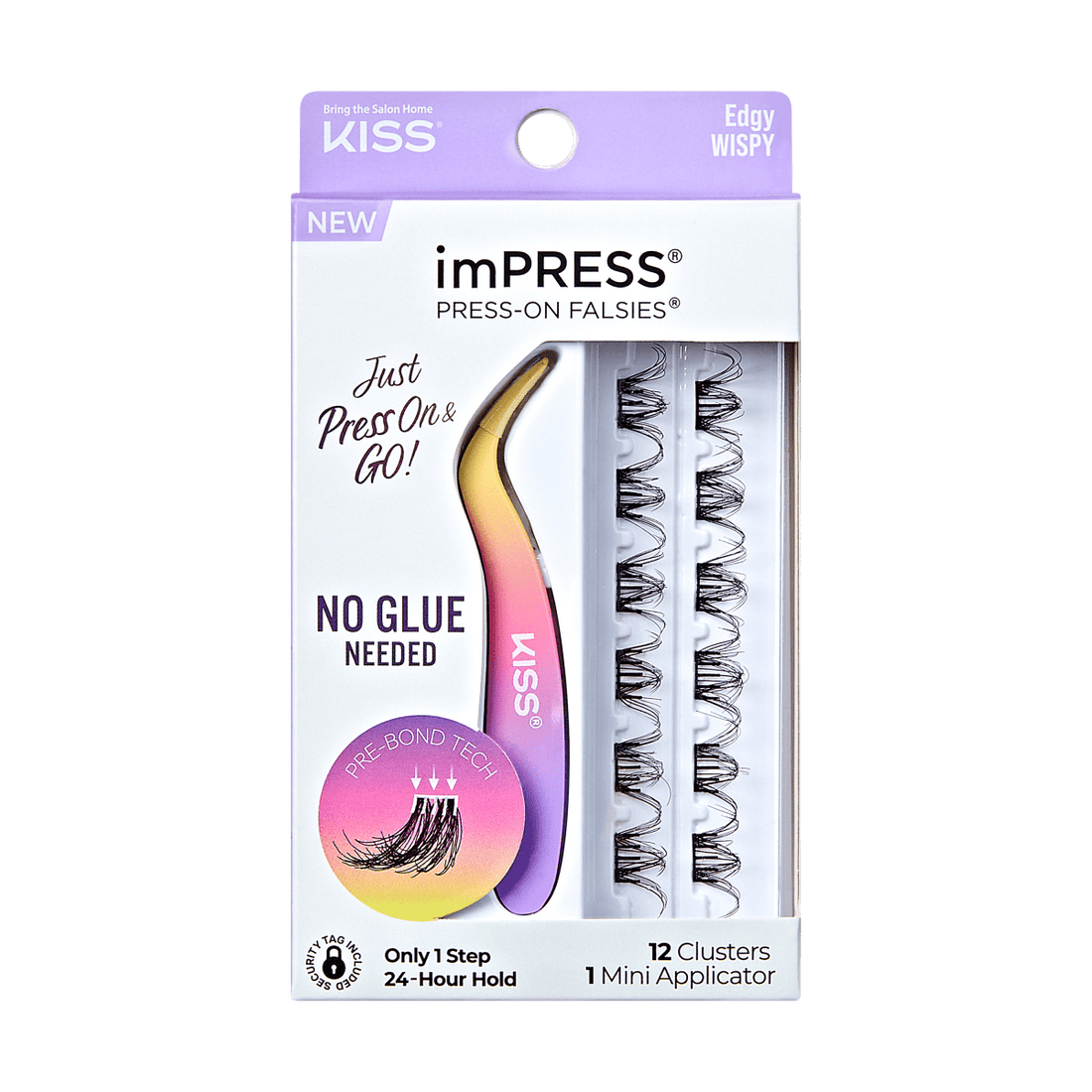 imPRESS Press-On Falsies Minipack, 12 Clusters + Applicator - Edgy