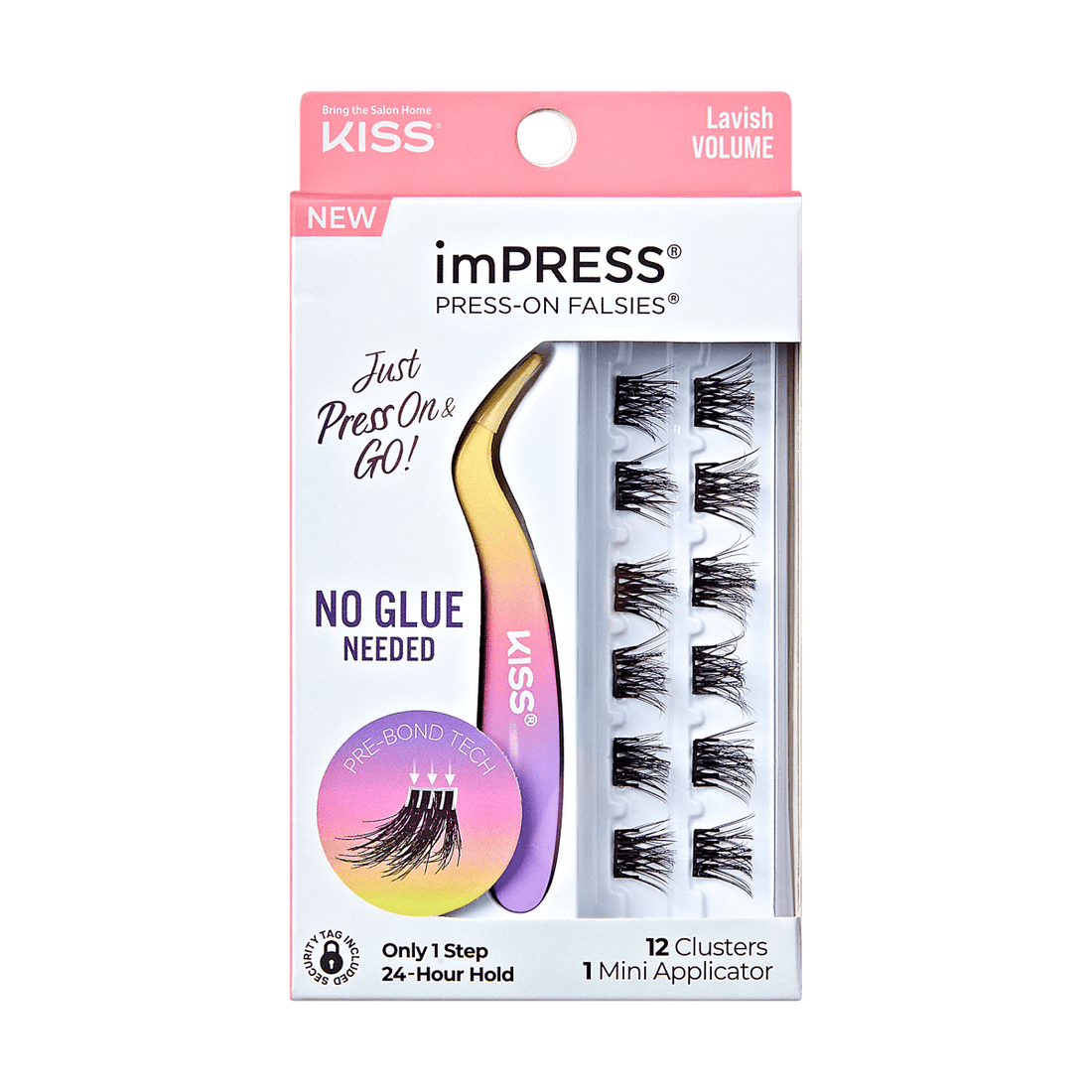 imPRESS Falsies Self Adhesive Eyelashes, 12 Lash Clusters + Applicator – Lavish