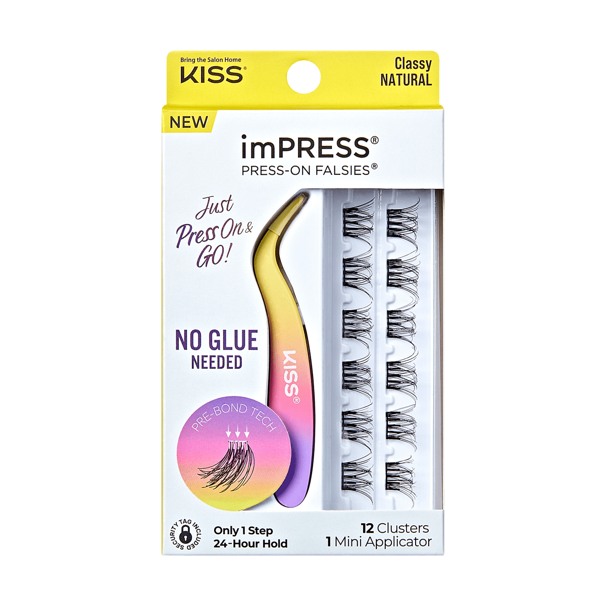 imPRESS Falsies Self Adhesive Eyelashes, 12 Lash Clusters + Applicator - Classy