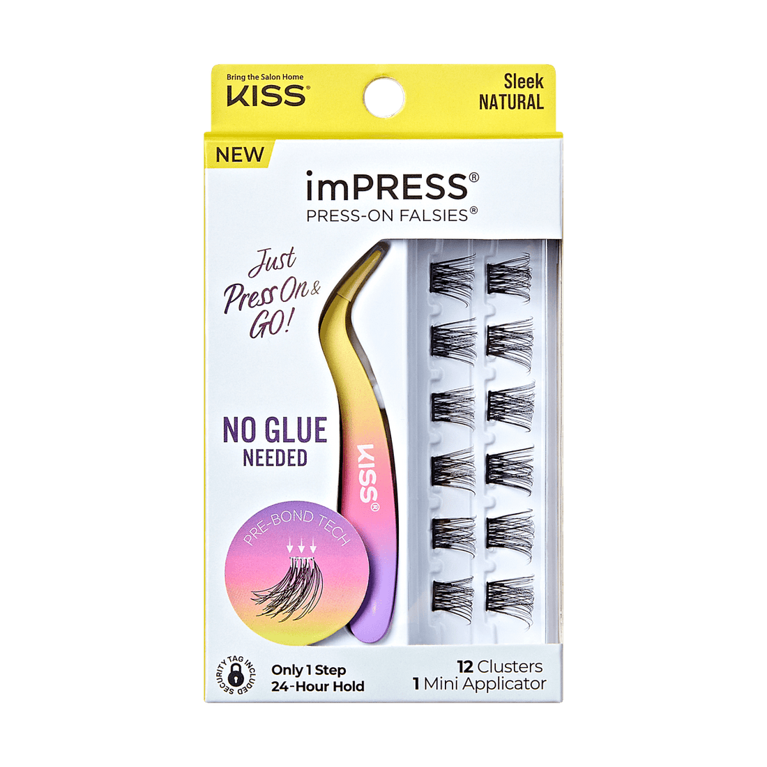 imPRESS Falsies Self Adhesive Eyelashes, 12 Lash Clusters + Applicator – Sleek