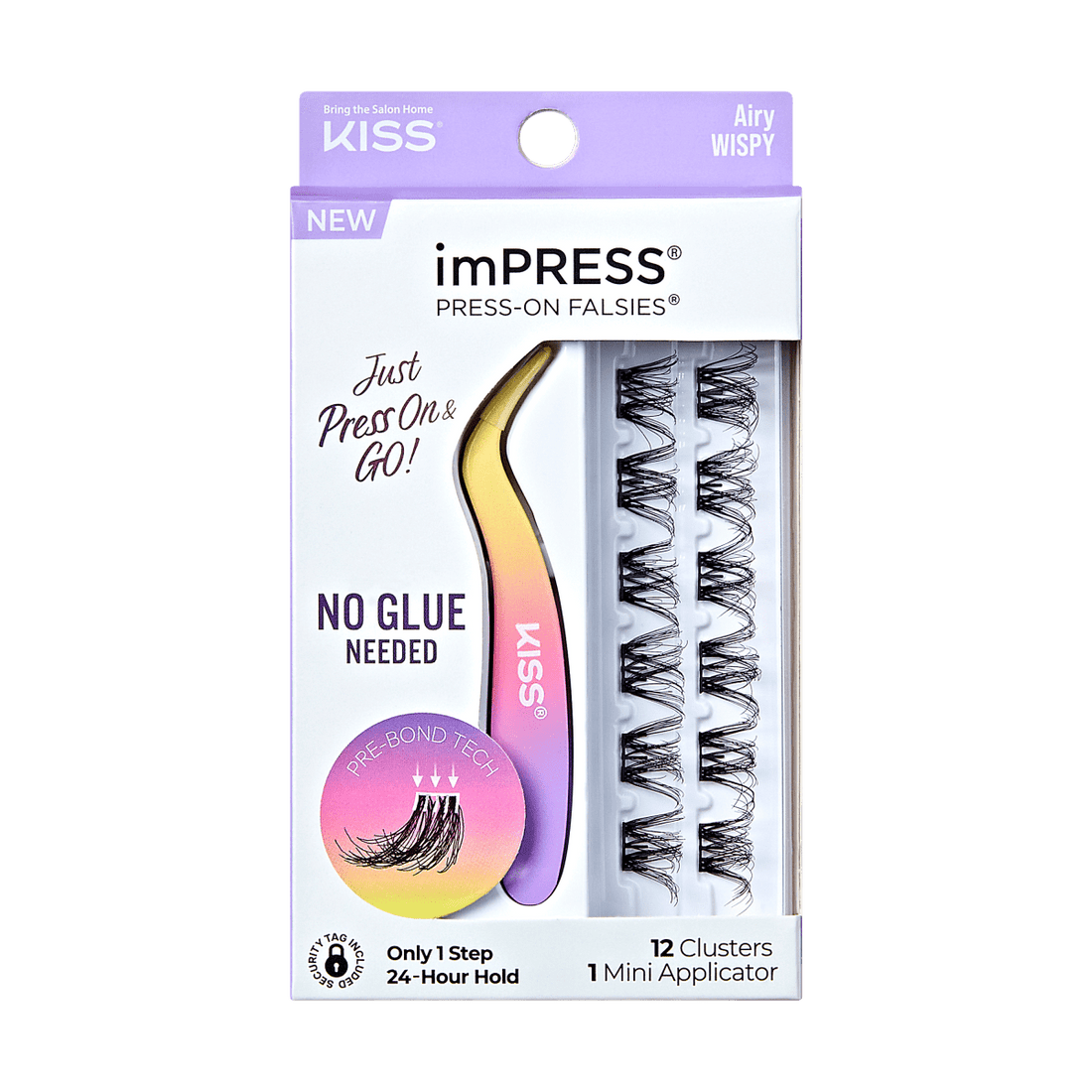 imPRESS Falsies Self Adhesive Eyelashes, 12 Lash Clusters + Applicator - Airy