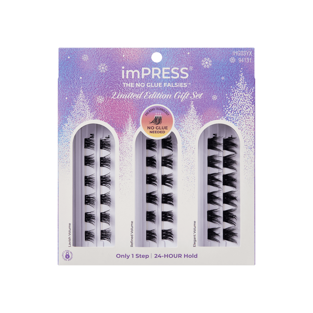 imPRESS Falsies Self Adhesive Eyelashes Holiday Gift Set, 36 Lash Clusters - Volume