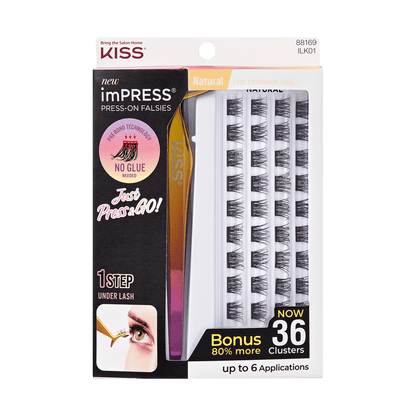 imPRESS Falsies Self Adhesive Eyelashes, 36 Lash Lash Clusters - Natural