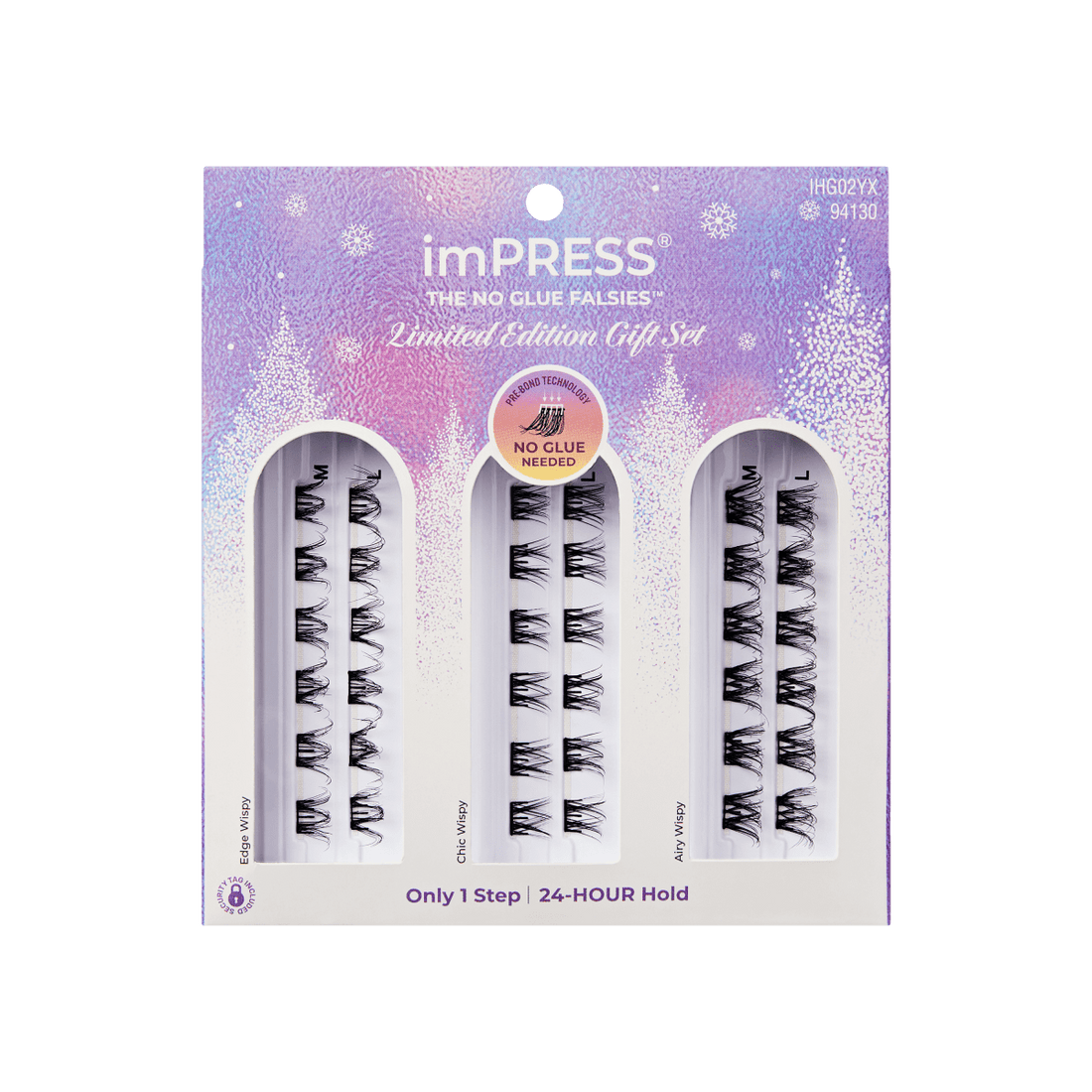 imPRESS Falsies Self Adhesive Eyelashes Holiday Gift Set, 36 Lash Clusters - Wispy